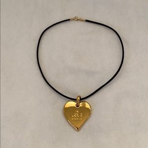YSL heart pendant with black silk lace